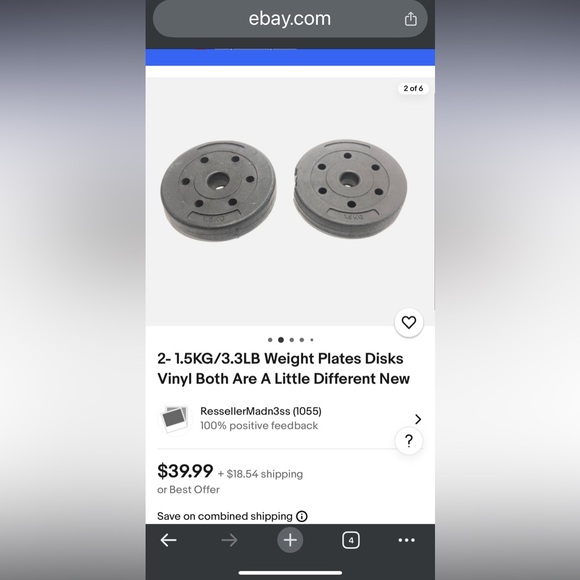 2 1.25kg/2.7lb Weight Plate Disks For Barbell / Dumbbells - Picture 5 of 5